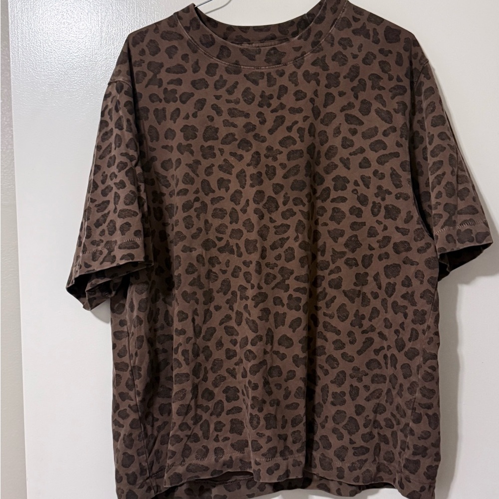 Abercrombie & Fitch Brown Leopard Print Short Sleeve Tee